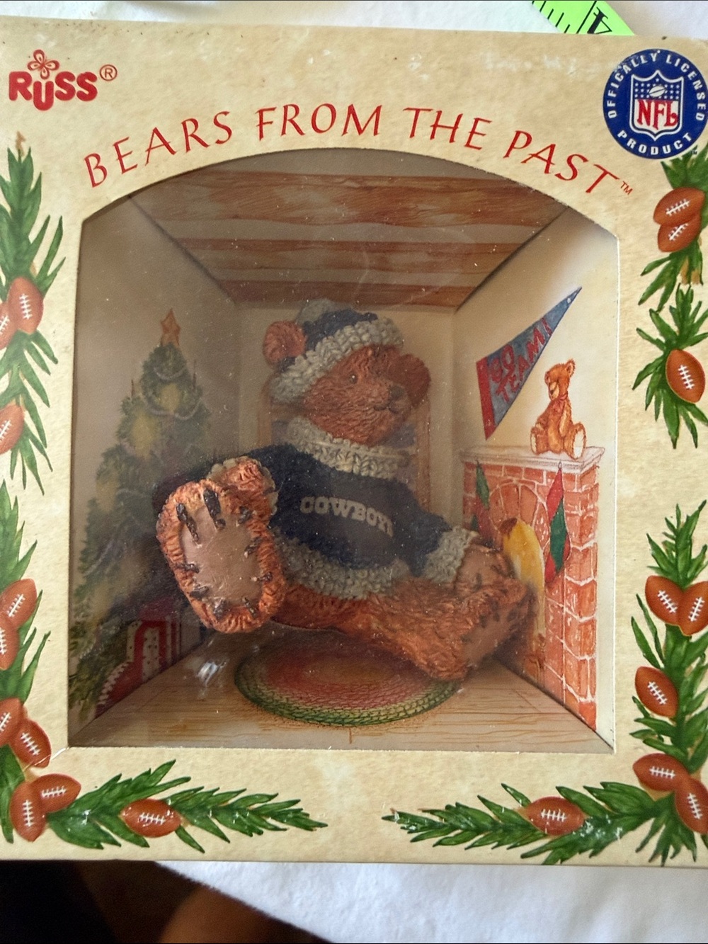 Russ Bears From The Past Cowboy Bear Figurine in Navy and Brown